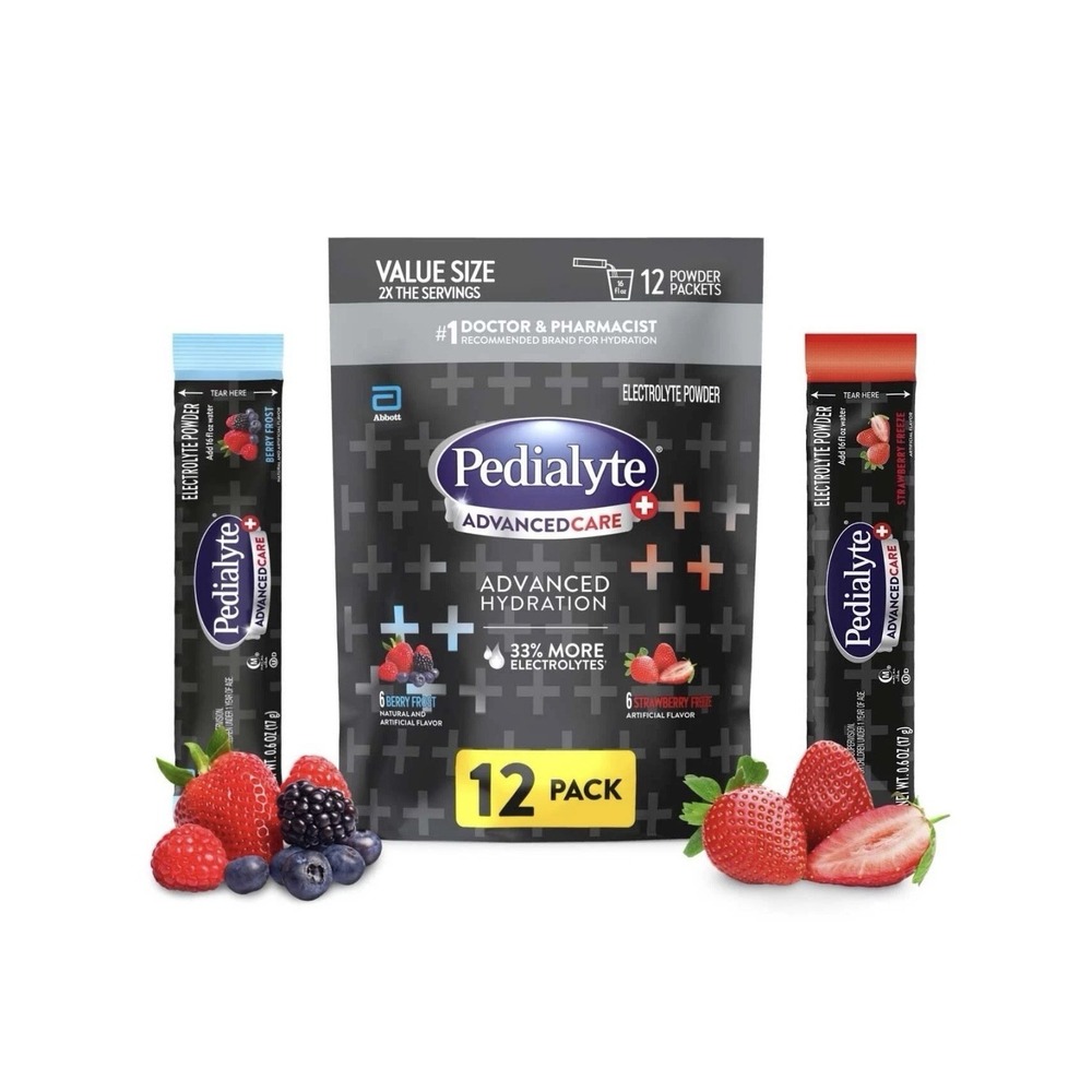 Pedialyte AdvancedCare Plus Strawberry Freeze Electrolyte Powder Packets